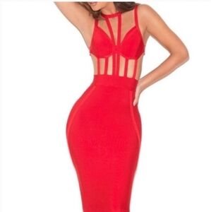 House Of CB, 'Noella' Red Bandage Dress, Brand New, Size XS